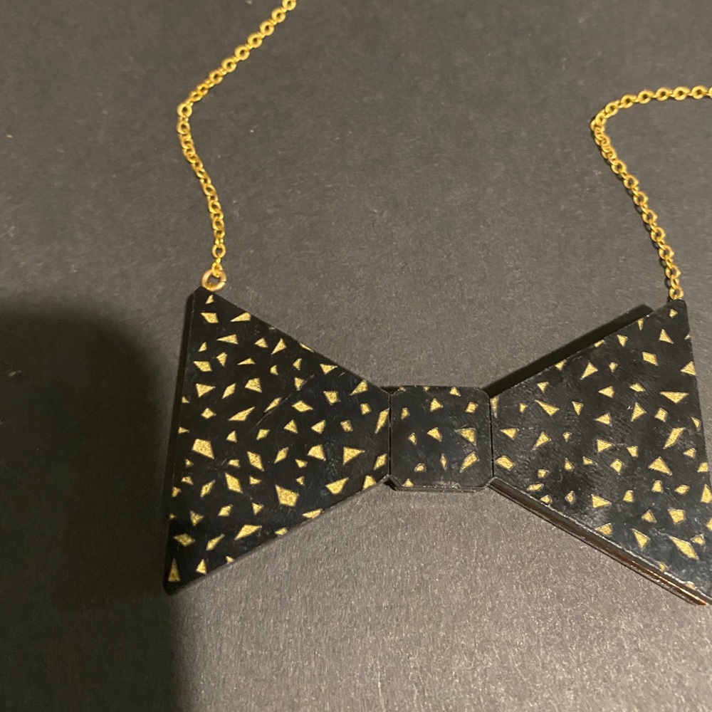 Wood bowtie necklace